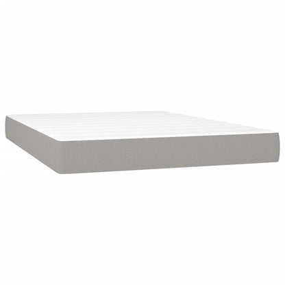 Cama Box Spring Colchón Y Luces Led Tela Gris Claro 140x200 Cm / Vetonek_1