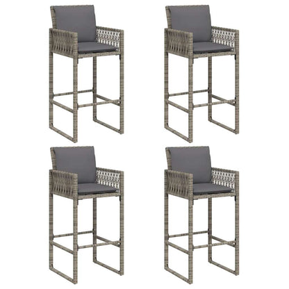 Set Bar Jardín Cno Cojines 5 Pzas Ratán Sintético Acacia Gris / Vetonek_3