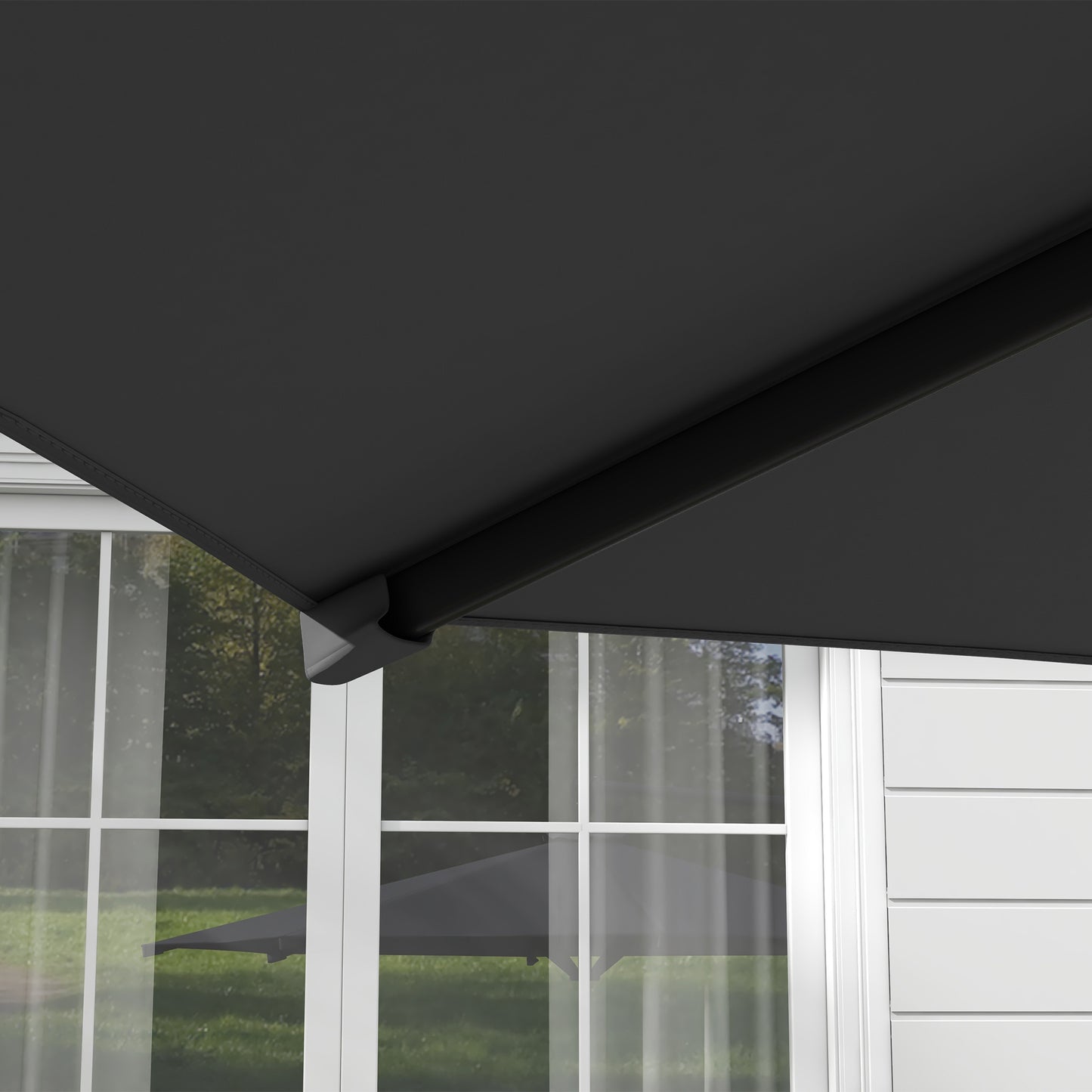 Outsunny Sombrilla De Jardín 3x3 M Giratorio Con Manivela Manual Gris Oscuro_4