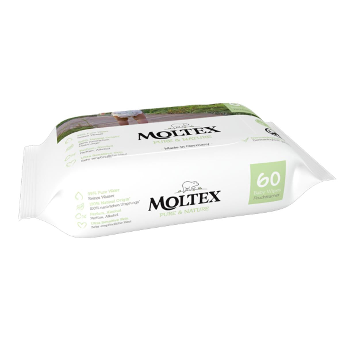 Pack de 12 toalhetes Moltex Pure &amp; Nature 60 unidades