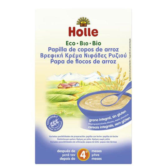 Papa de Flocos de Arroz Biológico Holle + 4 Meses, 250 g