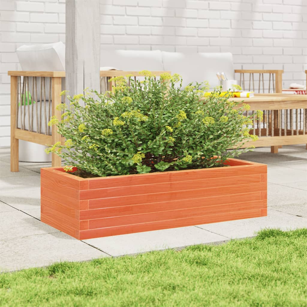 Jardinera De Madera Maciza Pino Marrón Cera 90x40x23 Cm_2