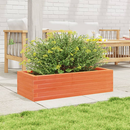Jardinera De Madera Maciza Pino Marrón Cera 90x40x23 Cm_2