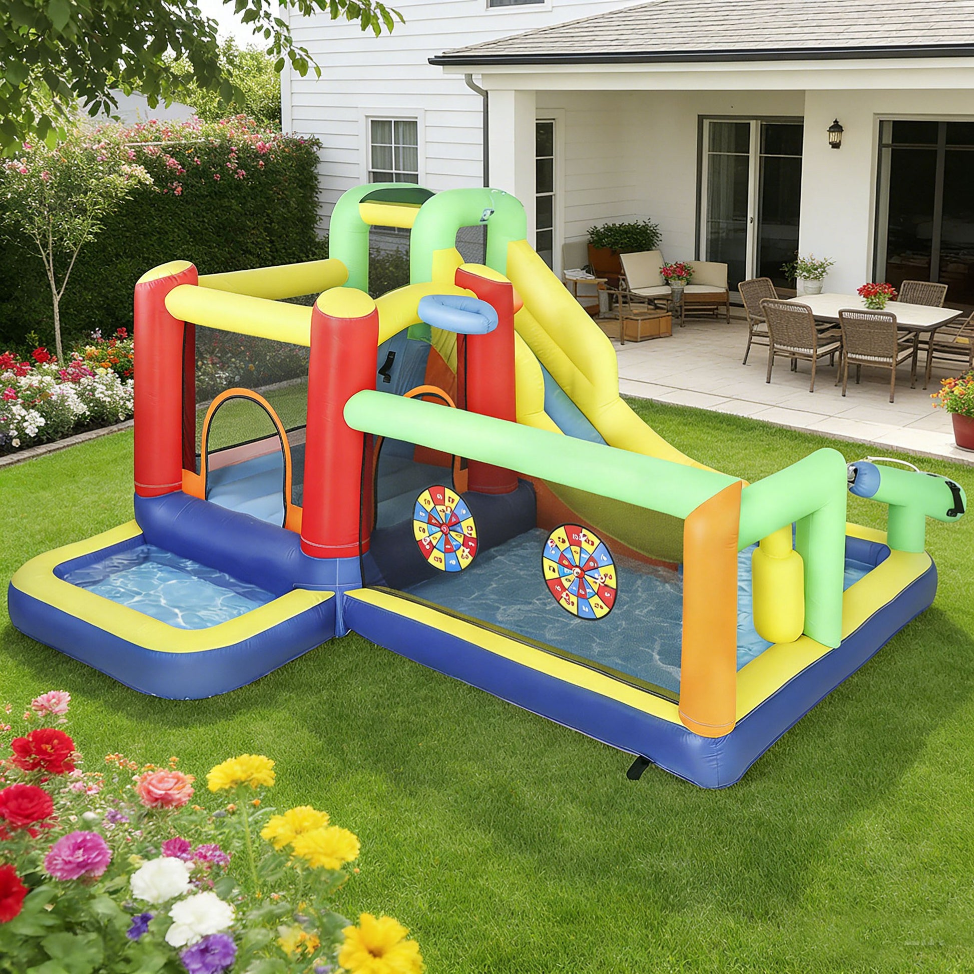 Aiyaplay Castillo Hinchable Acuático Con Soplador 550w 9 En 1 Tobogán Escalada_1
