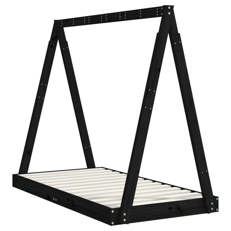 Vidaxl Estructura De Cama Para Niños Madera De Pino Negro 70x140 Cm_5