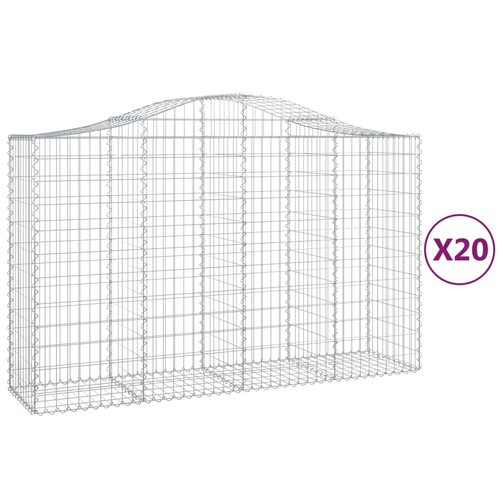Cestas Gaviones 20 Uds Forma De Arco Hierro 200x50x120/140 Cm_0