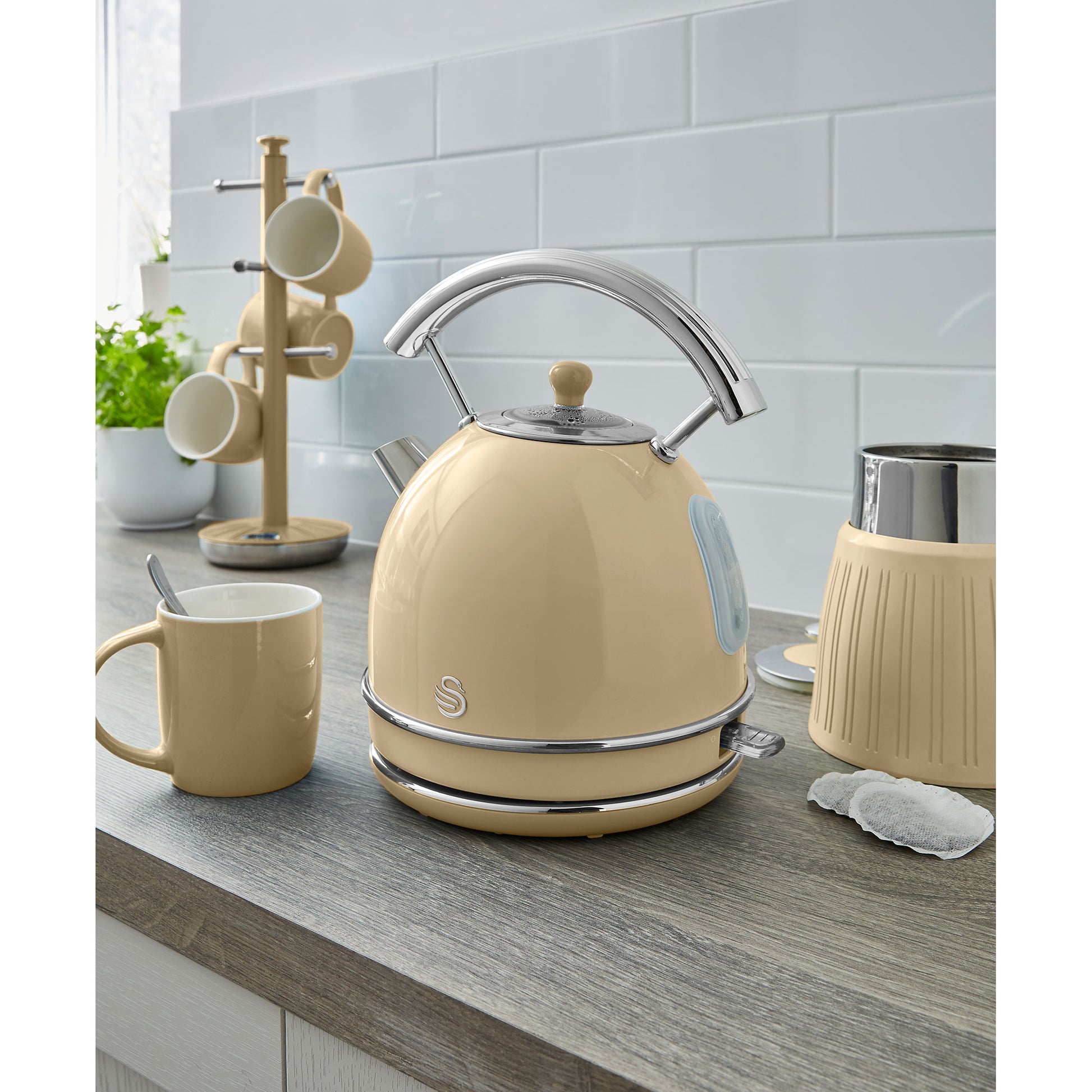 Swan Retro Set Desayuno Hervidor De Agua 1,8 L Inalámbrico, Tostadora 2 Rebanadas Anchas, Vintage, Stp7050cneu, Crema_2