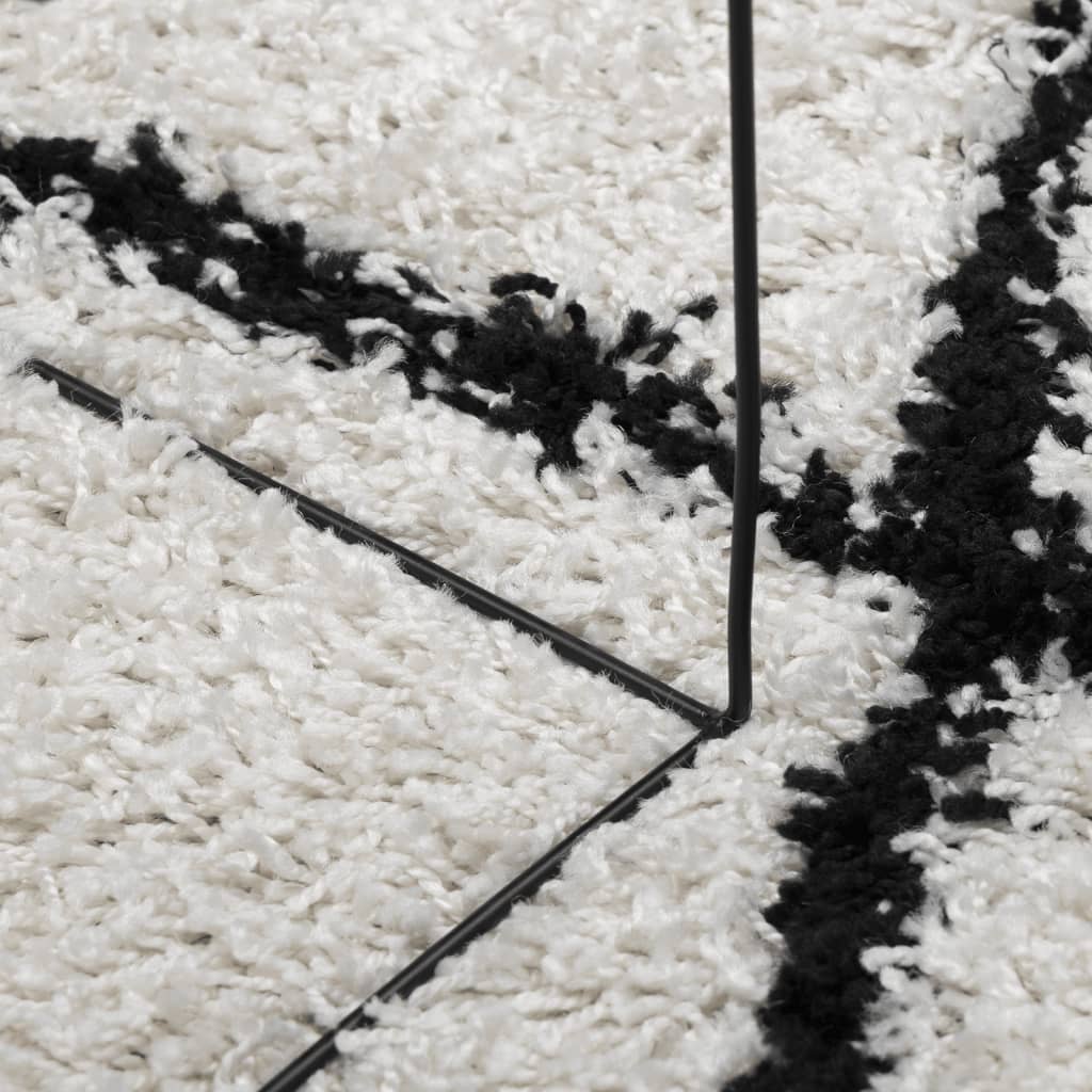 Alfombra De Pelo Largo Moderna Pamplona Crema Y Negro 80x250 Cm / Vetonek_5