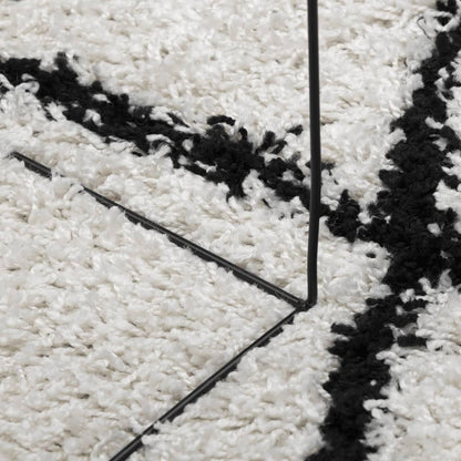 Alfombra De Pelo Largo Moderna Pamplona Crema Y Negro 80x250 Cm / Vetonek_5