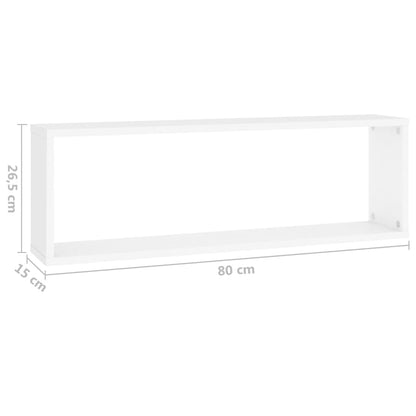 Estantes Cubo De Pared 2 Uds Contrachapado Blanco 80x15x26,5 Cm / Vetonek_0