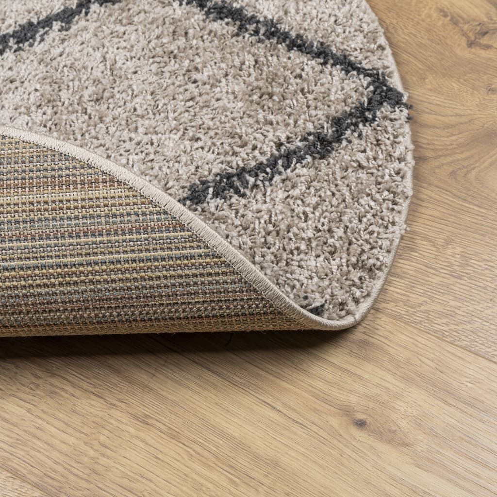 Vidaxl Alfombra De Pelo Largo Moderna Pamplona Beige Antracita Ø 80 Cm_4