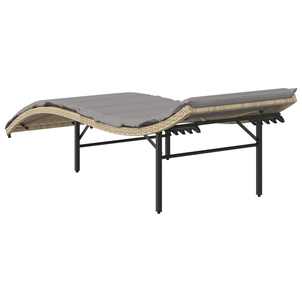 Tumbona Con Cojín Ratán Sintético Beige 55x199x50 Cm / Vetonek_2
