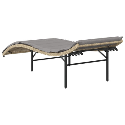 Tumbona Con Cojín Ratán Sintético Beige 55x199x50 Cm / Vetonek_2