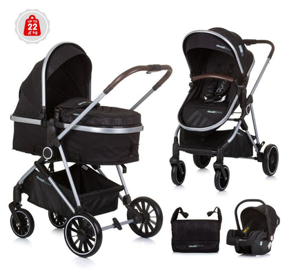Carrito De Bebé Trio Convertible Aura Hasta 22 Kg Obsidian Silver_0