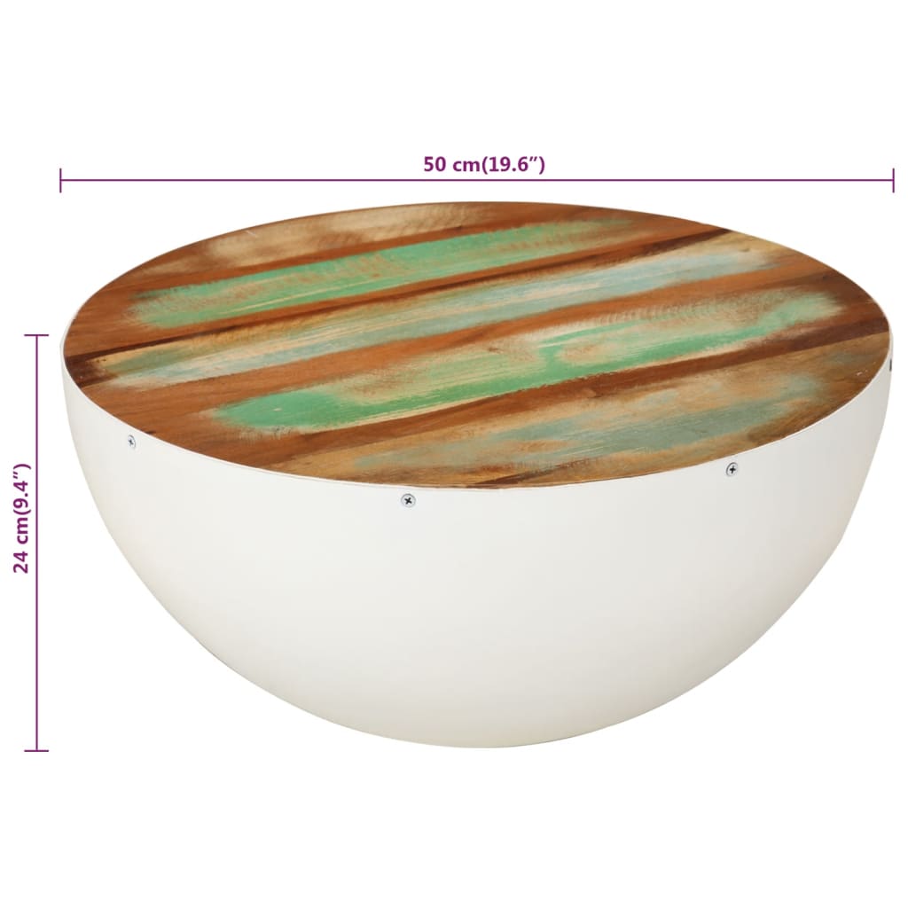 Mesa De Centro En Forma De Cuenco Madera Reciclada Ø50x24 Cm._4