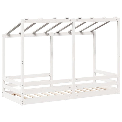 Cama Infantil Con Techo Madera Maciza Pino Blanco 75x190 Cm_5