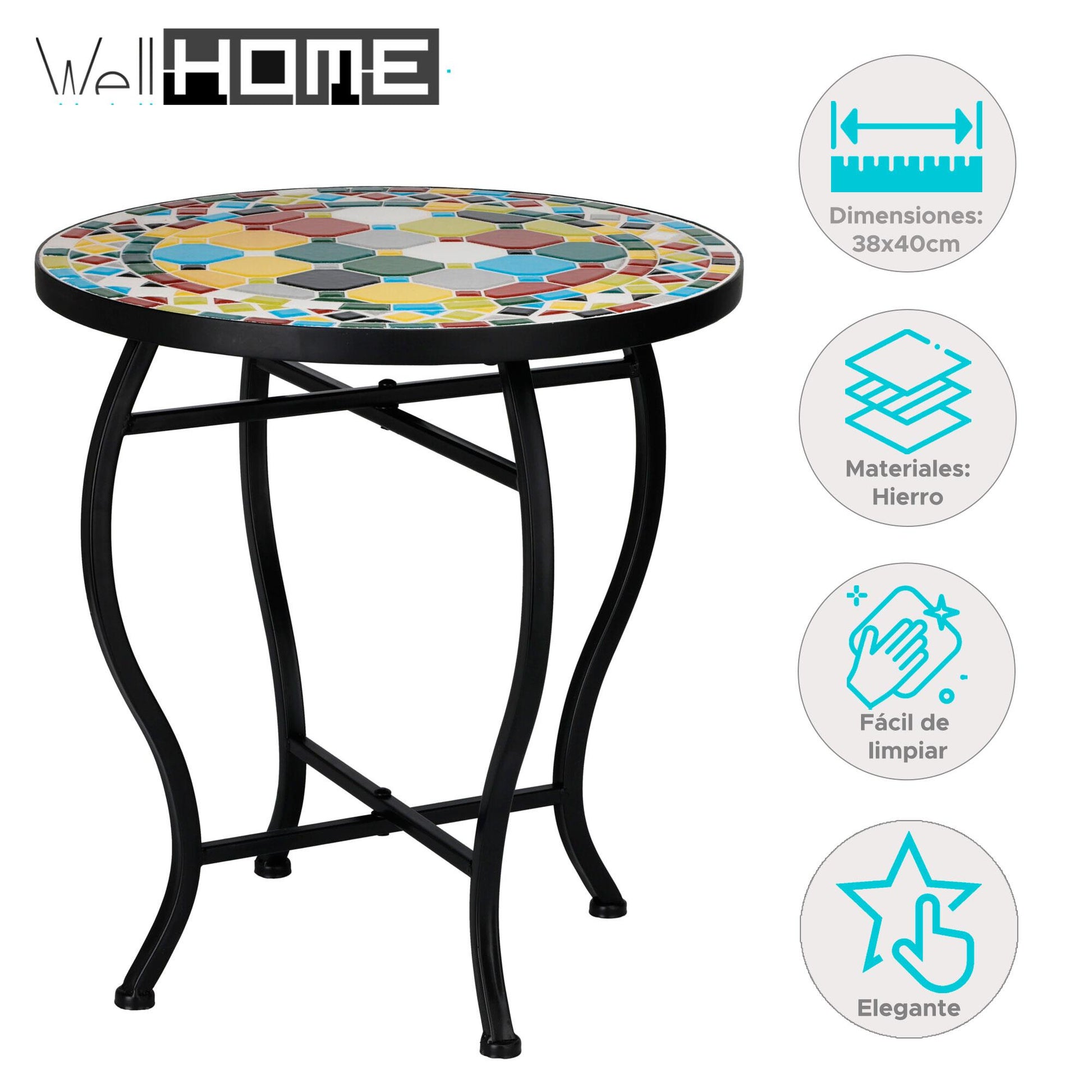 Well Home Mesa Bistro Con Diseño Mosaico Ø38x40cm_1