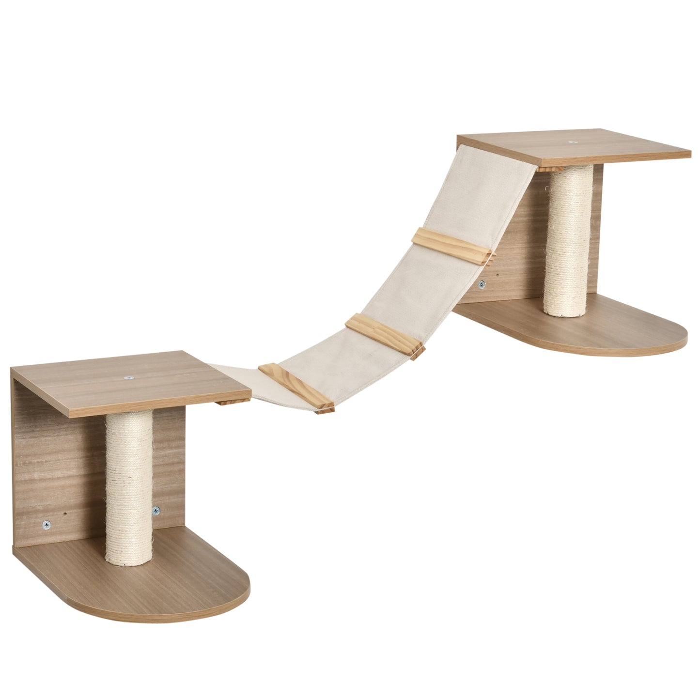 Pawhut Estantes De Pared Gatos Con Escalera Plataformas Postes Rascadores Sisal_0