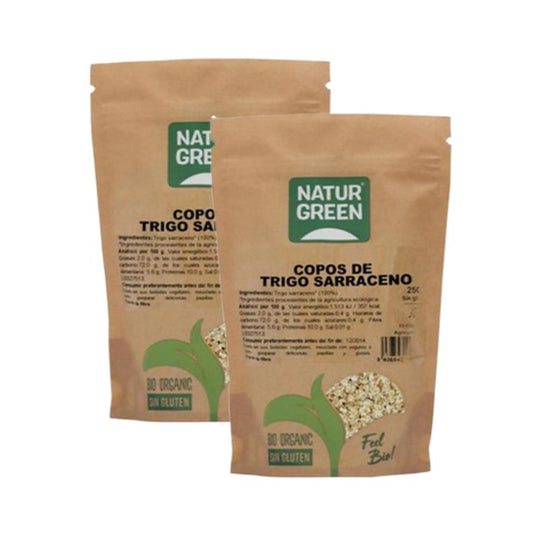 Packs de 2 unidades de Flocos de Trigo Sarraceno BIO sem Glúten Naturgreen 2 unidades de 250 g