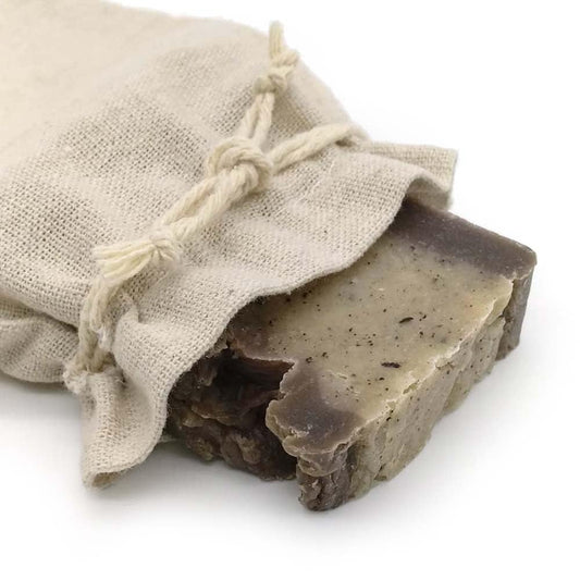 Jabón Natural Manteca Coco 90g En Bolsa Regalo De Yute - Nutre Y Suaviza La Piel Muy Seca Y Agrietada - Para Eczemas_0