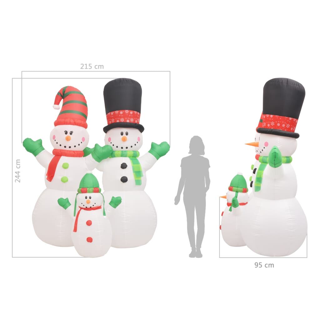 Vidaxl Familia De Muñecos De Nieve Inflable Navidad Led Ip44 240 Cm_4