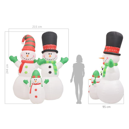 Vidaxl Familia De Muñecos De Nieve Inflable Navidad Led Ip44 240 Cm_4