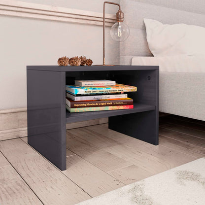 Mesitas De Noche 2 Uds Madera Gris Brillo 40x30x40 Cm_0