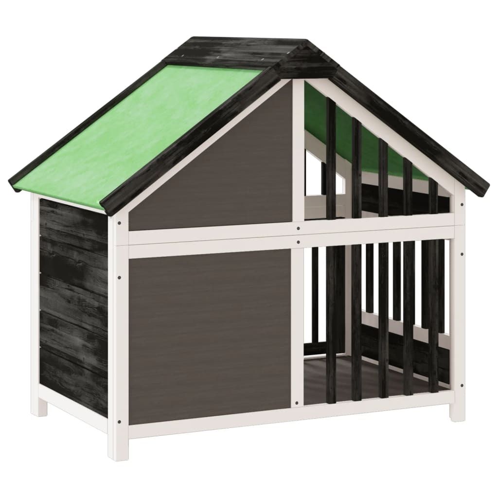 Caseta Para Perros Madera Maciza De Pino Gris 96x60,5x87 Cm_5