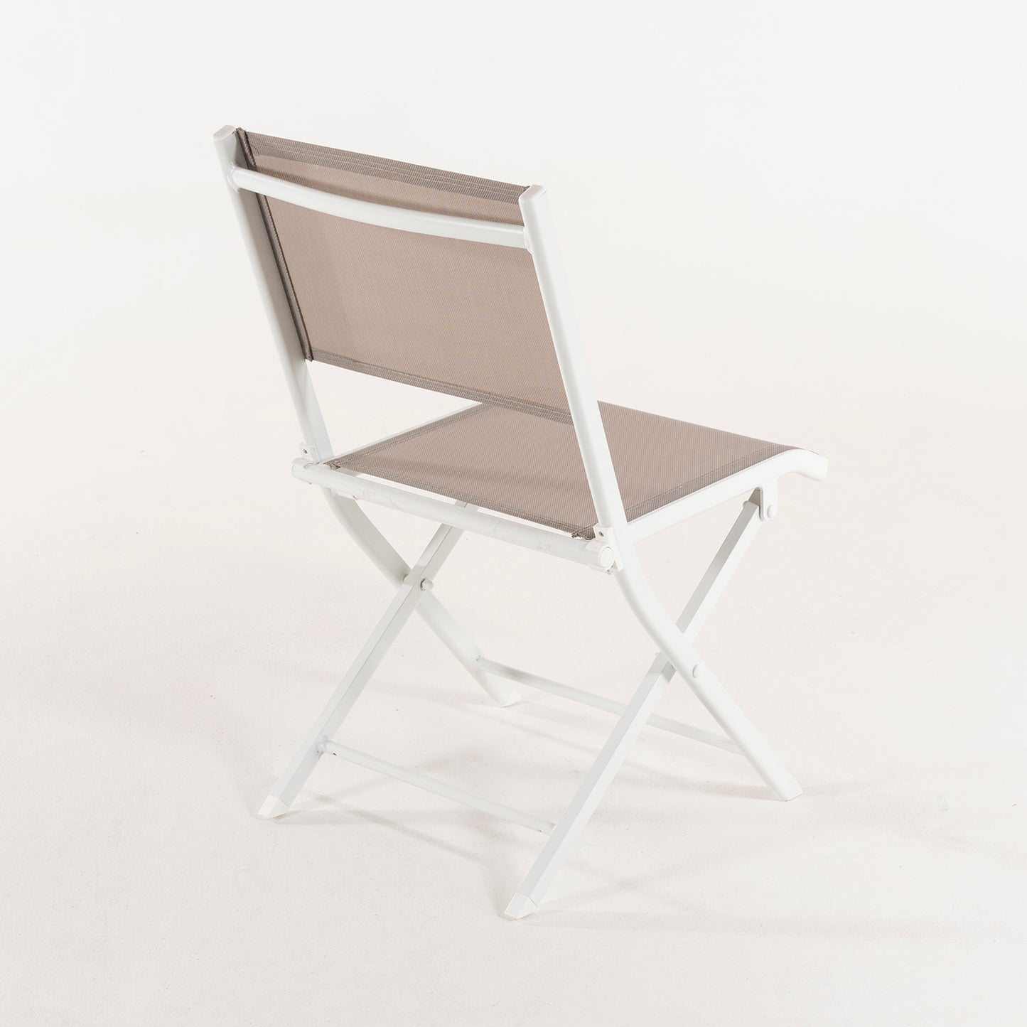 Silla De Exterior Plegable, Tamaño: 48x48x84 Cm, Aluminio Doble Reforzado Color Blanco, Textilene Color Taupé_3
