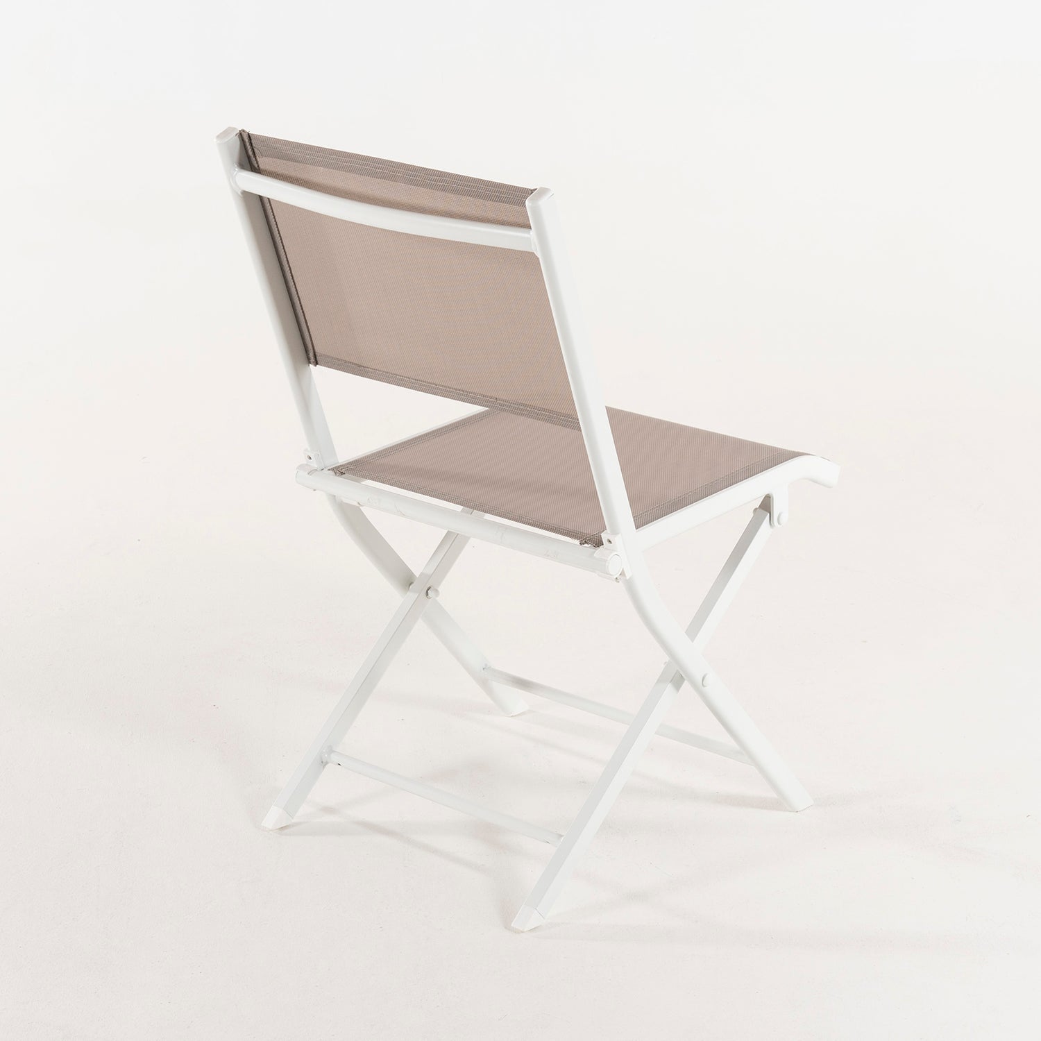 Silla De Exterior Plegable, Tamaño: 48x48x84 Cm, Aluminio Doble Reforzado Color Blanco, Textilene Color Taupé_3