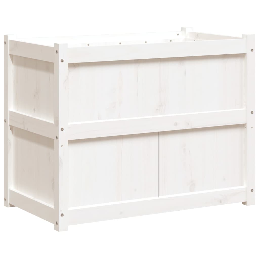 Jardinera De Madera Maciza De Pino Blanca 90x50x70 Cm_0