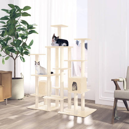 Vidaxl Rascador Para Gatos Con Postes De Sisal Color Crema 145 Cm_1