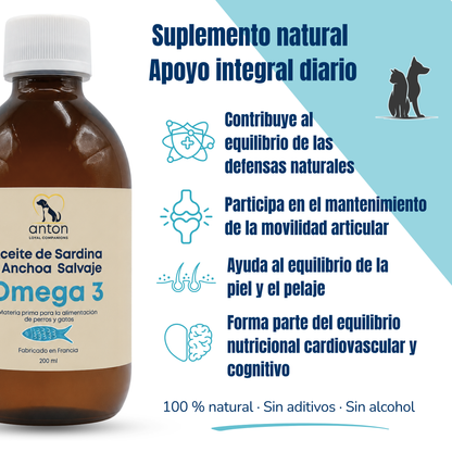 Aceite Omega 3 para perros y gatos – EPA DHA – Sardina y anchoa – 200 ml_1