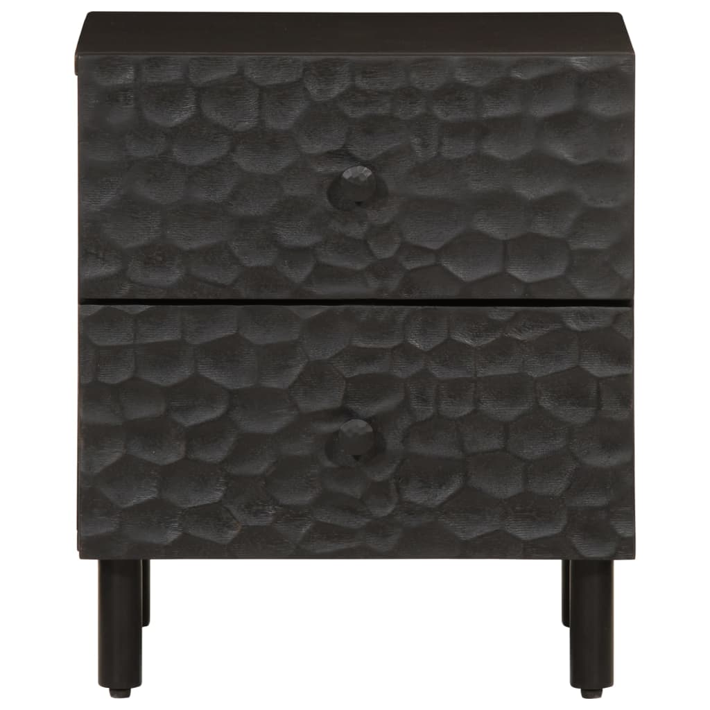 Mesitas De Noche 2 Uds Madera Maciza De Mango Negro 40x33x46 Cm_2