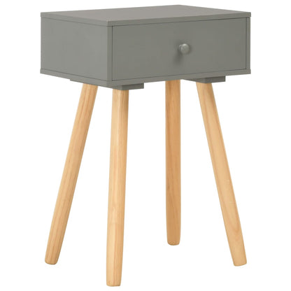 Mesitas De Noche 2 Unidades Madera Maciza De Pino Gris_0