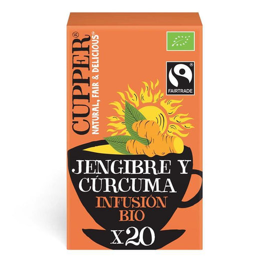Infusão biológica de gengibre e curcuma em saquetas (20 saquetas) 