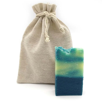 Jabón Natural Algas Marinas 90g En Bolsa Regalo De Yute. Exfoliante, Reafirmante Y Anticelulítico - Piernas Cansadas_1