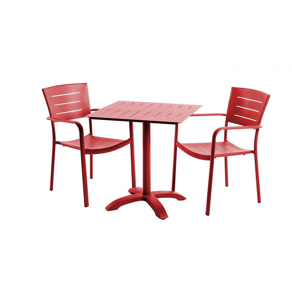 Mesa Jardín Cuadrada 2 Personas Bistro Inari Rojo Aluminio 70x70cm - Muebles De Jardín_3