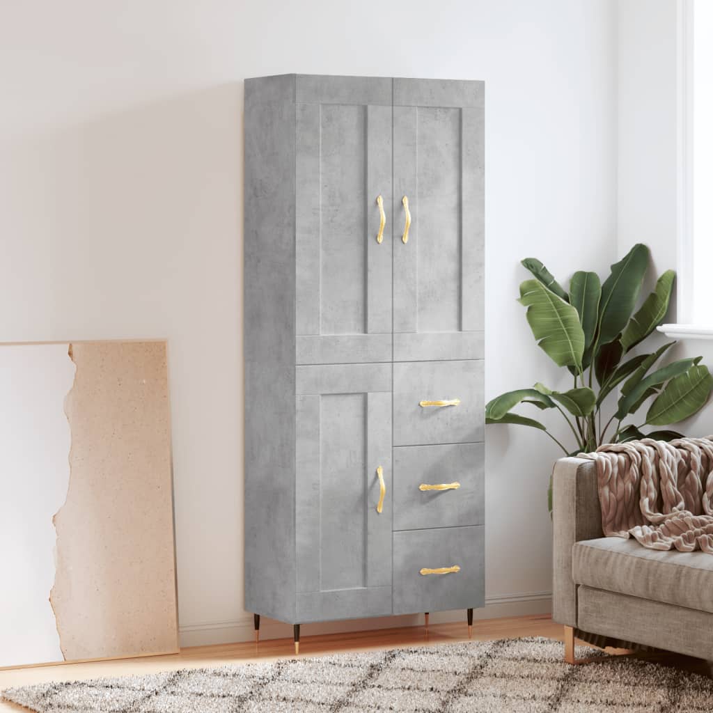 Aparador Alto Madera Contrachapada Gris Hormigón 69,5x34x180 Cm_0