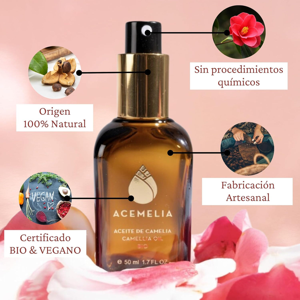 Aceite De Camelia Bio 50 Ml Hidratación Total Para El Rostro, Cabello Y Cuerpo_1