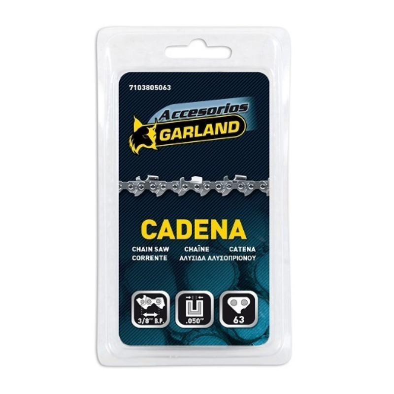 Garland - 7103805063 Accesorio Para Motosierras - Cadena Cortada De 63 Eslabones Con Paso De 3/8 Bajo Perfil Y Espesor De 0.050 (1,3 Mm.)_0