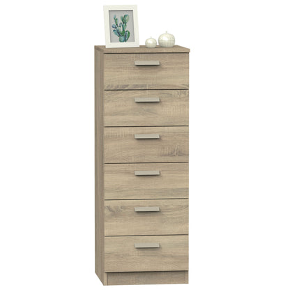 Cajonera Dormitorio Sinfonier Alto, Cómoda 6 Cajones, 110x40x40 Cm (alto X Ancho X Profundo), Briebe, Nova, Madera