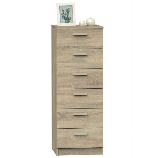Cajonera Dormitorio Sinfonier Alto, Cómoda 6 Cajones, 110x40x40 Cm (alto X Ancho X Profundo), Briebe, Nova, Madera