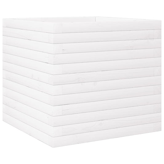 Jardinera De Madera Maciza De Pino Blanca 50x50x46 Cm_0