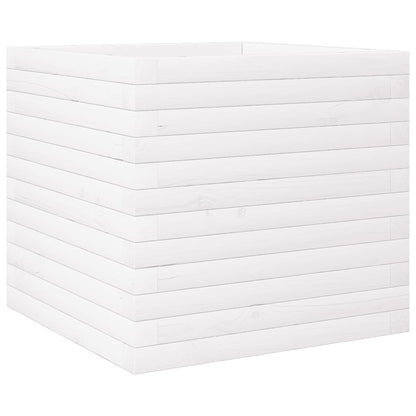 Jardinera De Madera Maciza De Pino Blanca 50x50x46 Cm_0