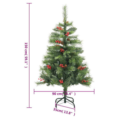 Vidaxl Árbol De Navidad Artificial Con Bisagras 150 Led Y Bolas 150 Cm_2