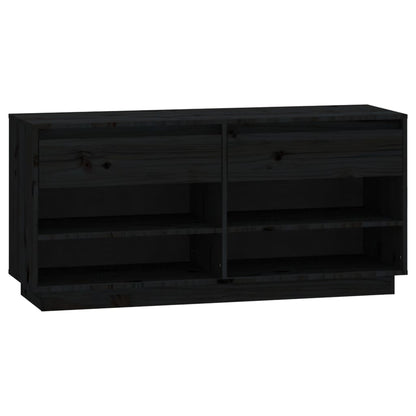 Mueble Zapatero De Madera Maciza De Pino Negro 110x34x52 Cm / Vetonek_5