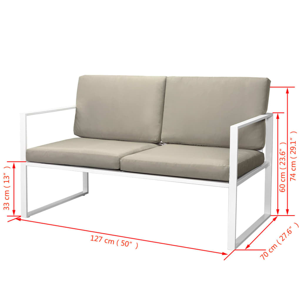 Vidaxl Set De Muebles De Jardín 4 Piezas Y Cojines Acero Blanco_2