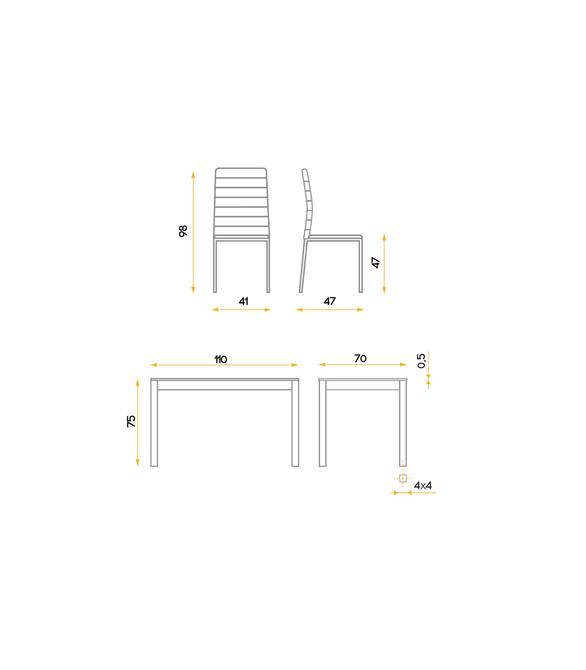Conjunto Mesa Y 4 Sillas Alma En Blanco._4