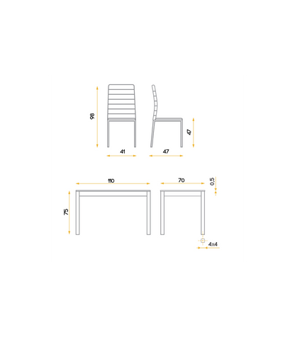 Conjunto Mesa Y 4 Sillas Alma En Blanco._4